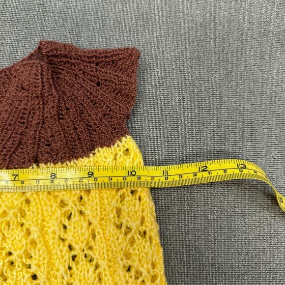 Toddler Girls Hand-Knit Crochet Tops-Yellow & Brown Short Sleeve Size 12-18 MO - Picture 4 of 5